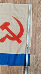 Vintage Soviet Navy flag showing stitched edges and storage creases – detail 13