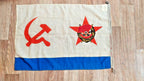 Vintage Soviet Navy flag showing stitched edges and storage creases