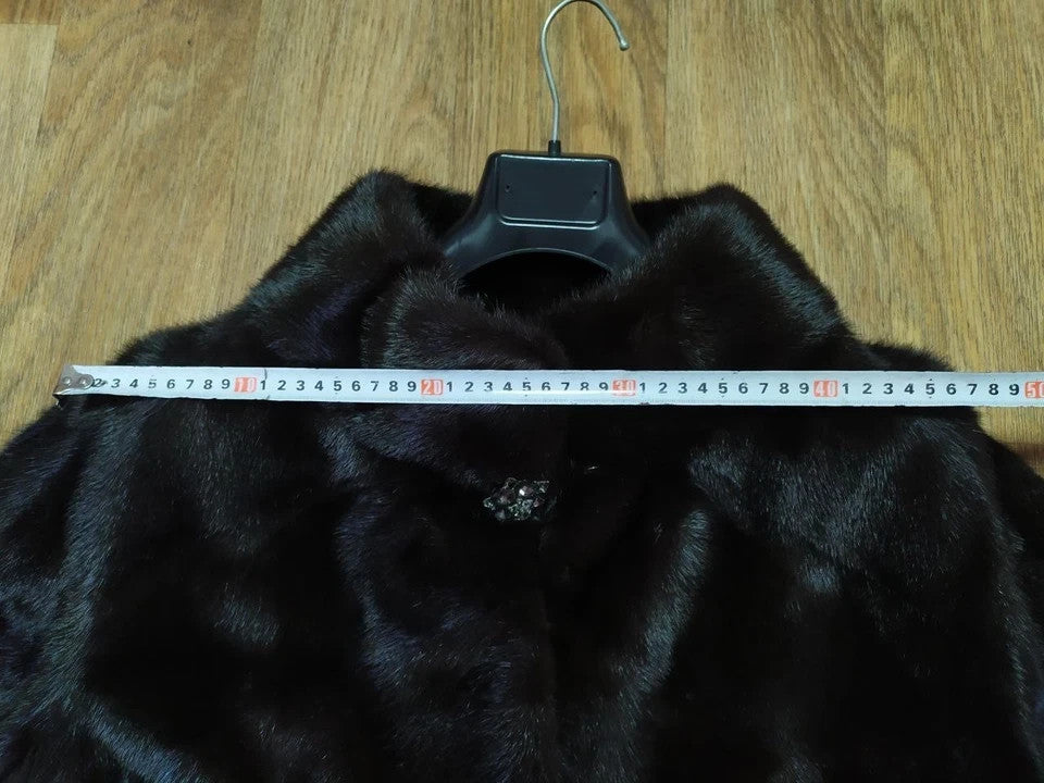 Luxury Brand SHERO Genuine Real Mink Fur Coat Jacket Black Dark Brown Size48 NEW