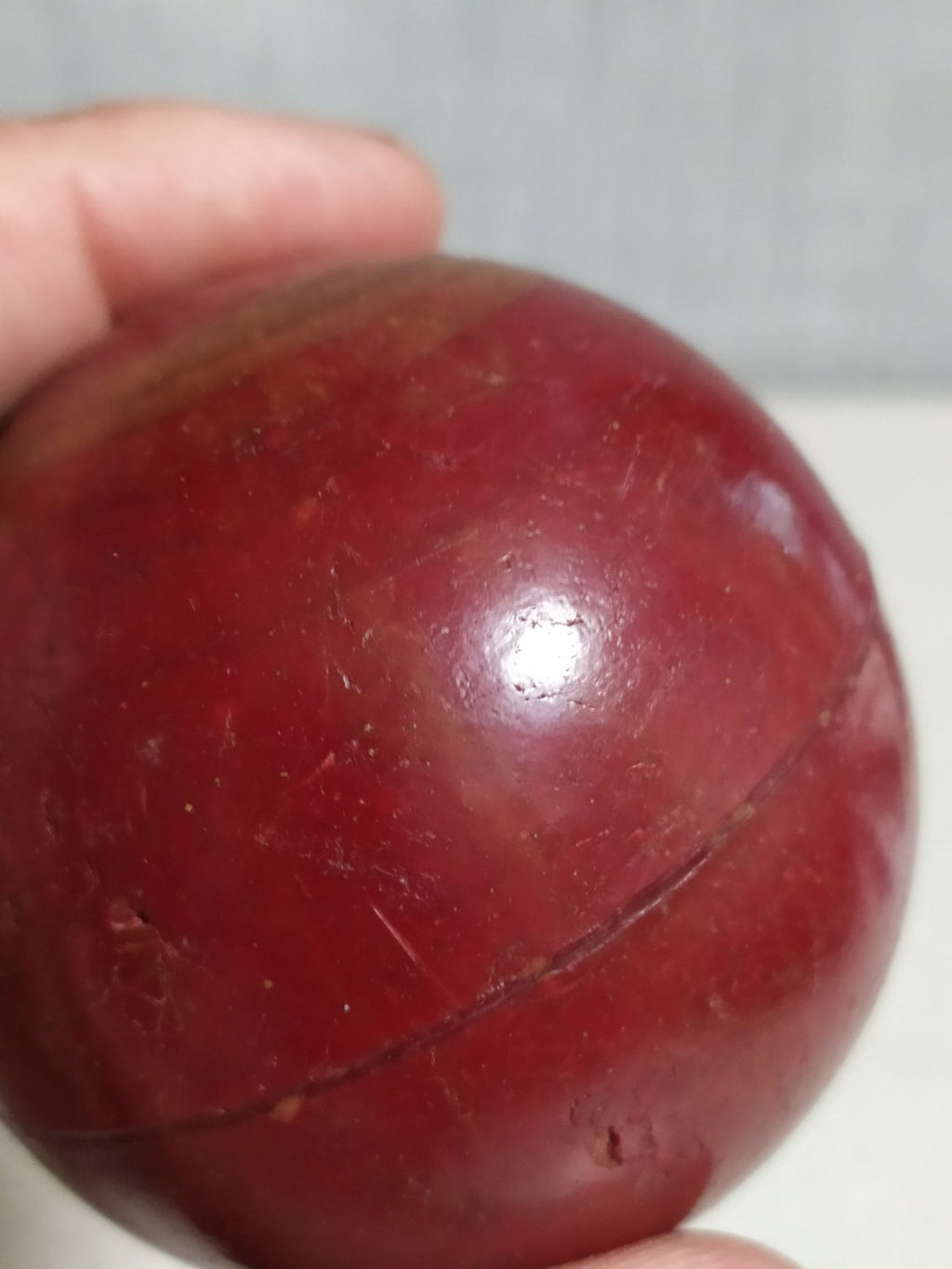 TESTED Authentic Vintage Bakelite Catalin Sphere Ball Deep Cherry Red Marbled...
