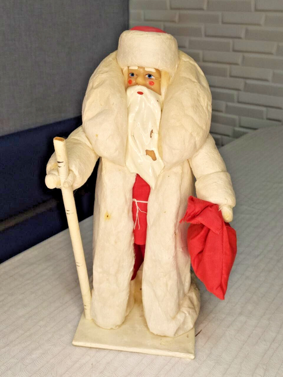 Rare USSR Christmas Toy Ded Moroz 1972 Rivne Toy Factory Ukraine Vintage Paper