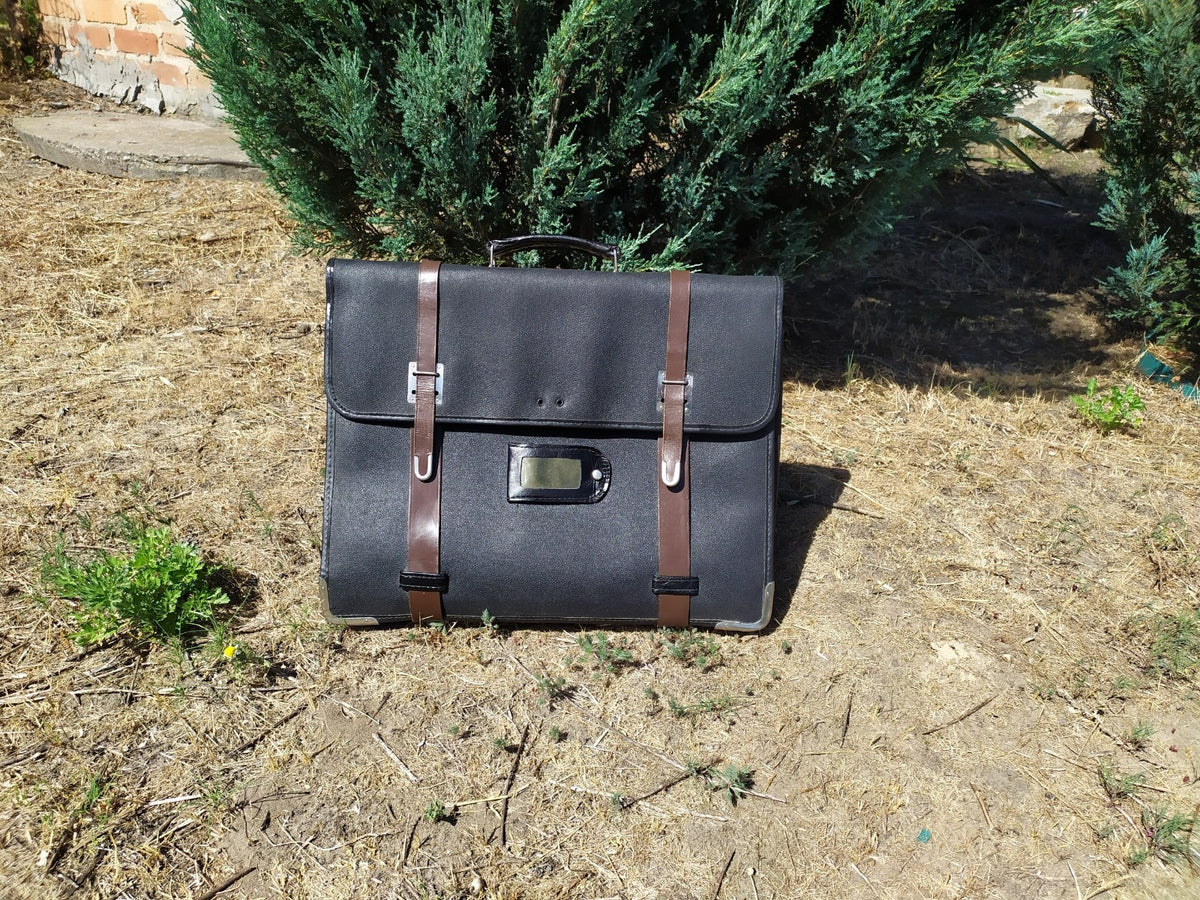 RARE NOS Vintage Soviet KGB General Briefcase USSR Leatherette Document Bag Case
