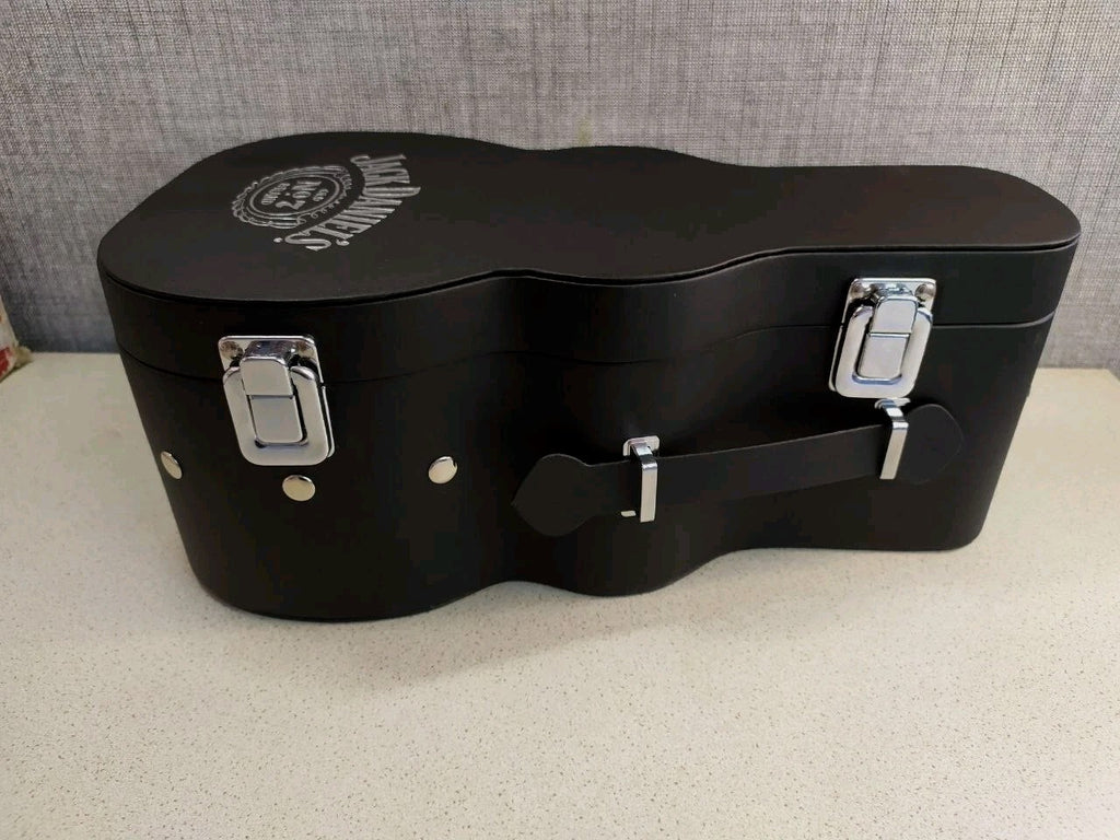 NOS Jack Daniel's Guitar Case Gift Tin Box with Metal Guitar Head Pourer Spout Rare
