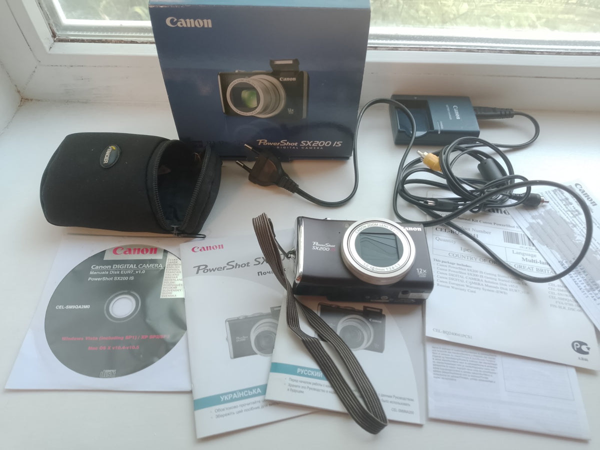 TESTED digital camera CANON PowerShot SX200 IS 12.1 MP, black, (full set). Japan
