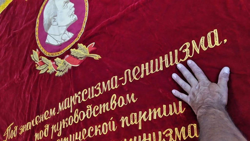 USSR Velvet Flag Banner Soviet Union Doubl Sided Lenin Emblem 63"X51" Comunism