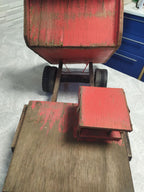 Vintage wooden dump truck with tilting bed and rubber tires on plastic rims – detail 6