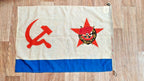 Soviet naval ensign with hammer and sickle on the right and blue stripe at the bottom – detail 5