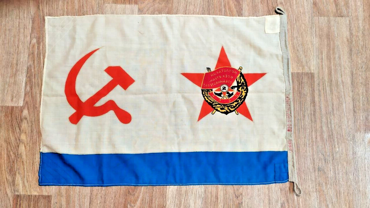 Rare Vintage Soviet Navy Naval Ensign Flag USSR Fleet Red Banner Dated 1988