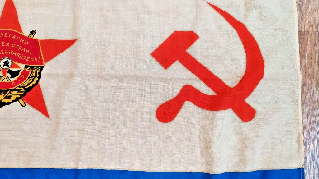 Rare Vintage Soviet Navy Naval Ensign Flag USSR Fleet Red Banner Dated 1988