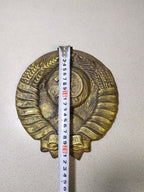 Back of bronze USSR emblem plaque with stamp and two threaded holes – detail 6