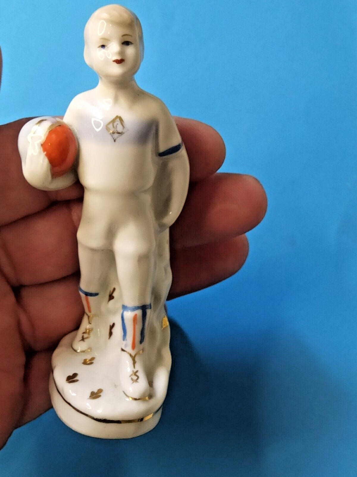 Rare Soviet Porcelain Figurine"Young Footballer"Dynamo Team Polonne ZHK 1950-60s