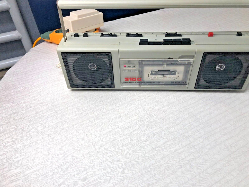 NOS Vintage Soviet Cassette Player VESNA M-310C Stereo Boombox USSR Boxed NEW