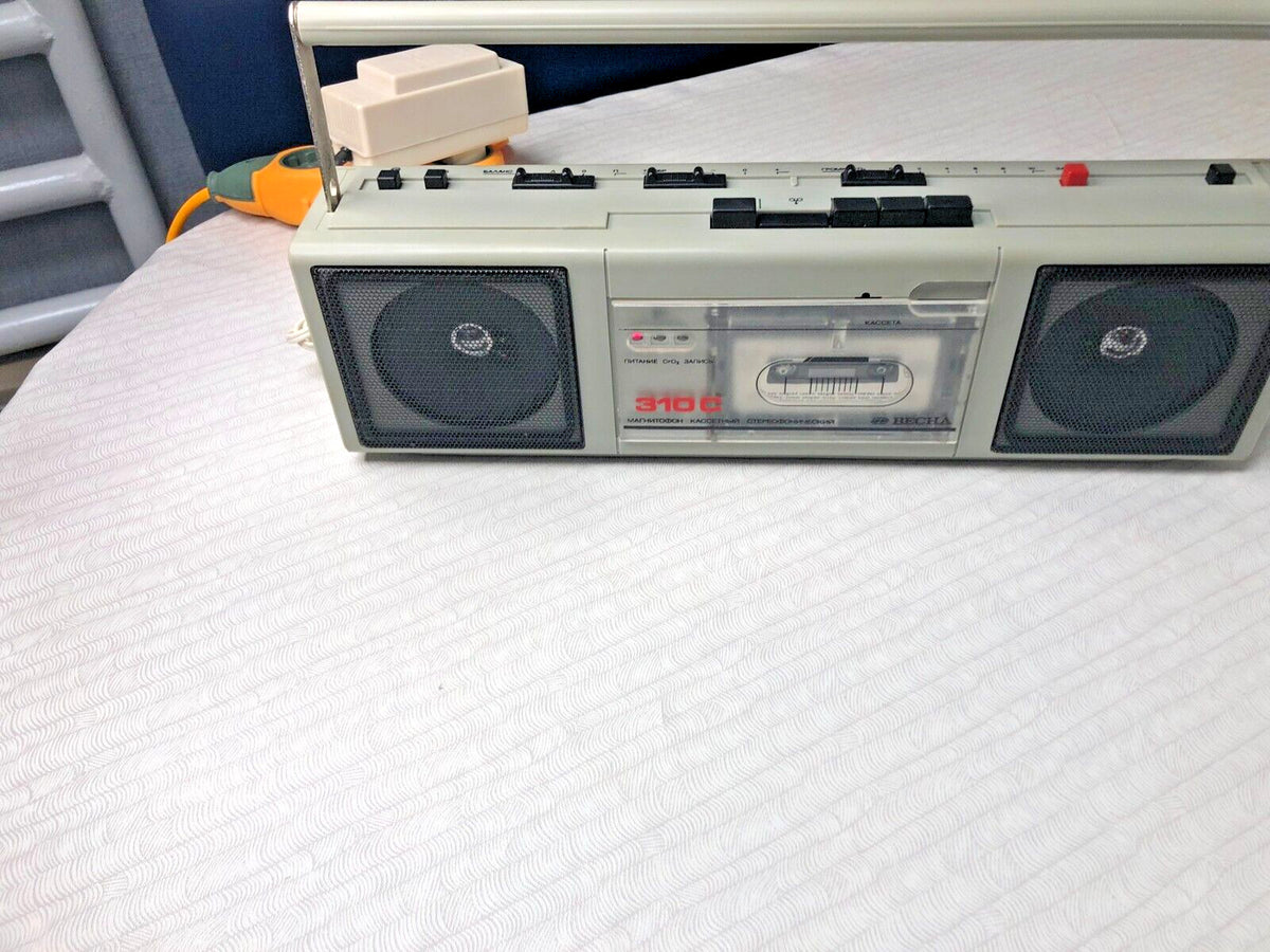 NOS Vintage Soviet Cassette Player VESNA M-310C Stereo Boombox USSR Boxed NEW