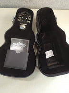 Open guitar-shaped gift case with black velvety lining and bottle compartment – detail 15
