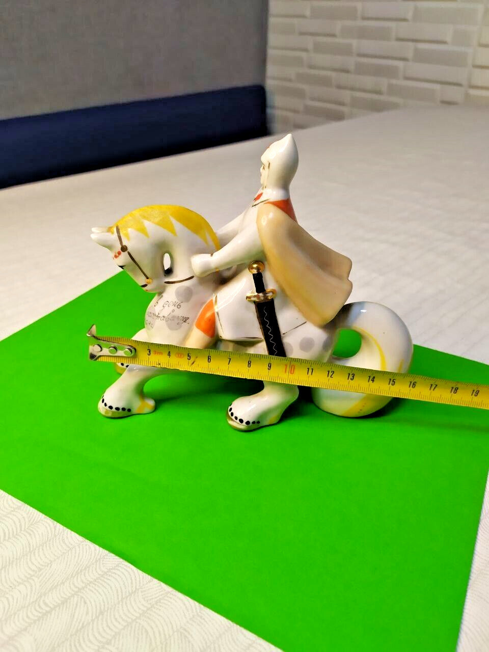 Antique USSR Porcelain Statue Bogatyr Warrior on Horse Polonne Factory Rare