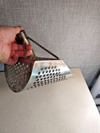 Metal detecting scoop with welded support legs and pre-drilled handle hole – detail 5