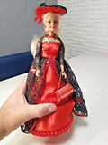 Handmade Victorian Style Doll Jewelry Box - 12" Decorative Figurine Red & Black