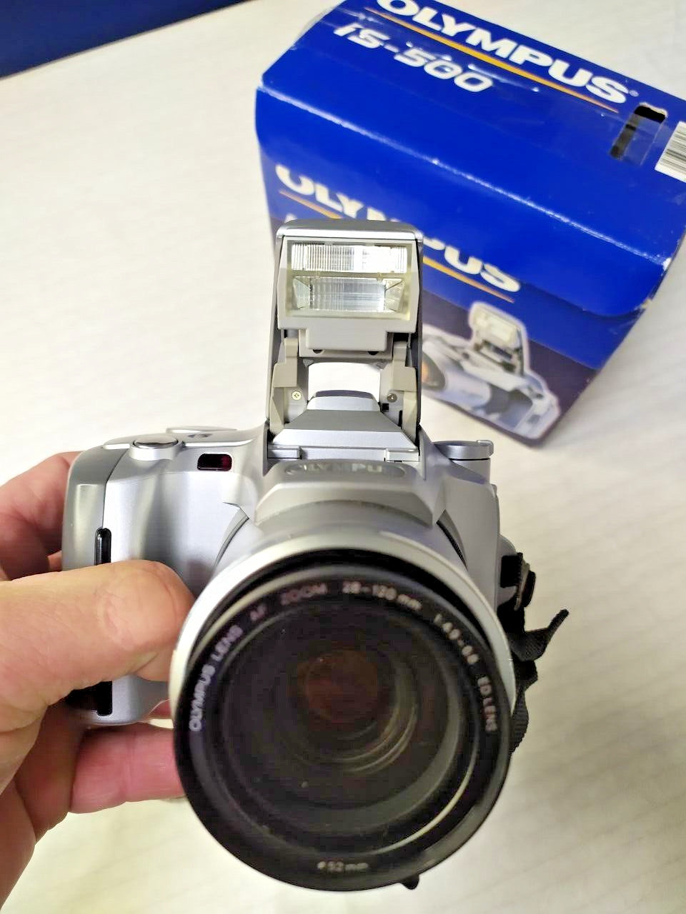 Olympus IS-500 Quartz Date 35mm SLR Film Camera + 28-120mm Lens - Boxed - Untest