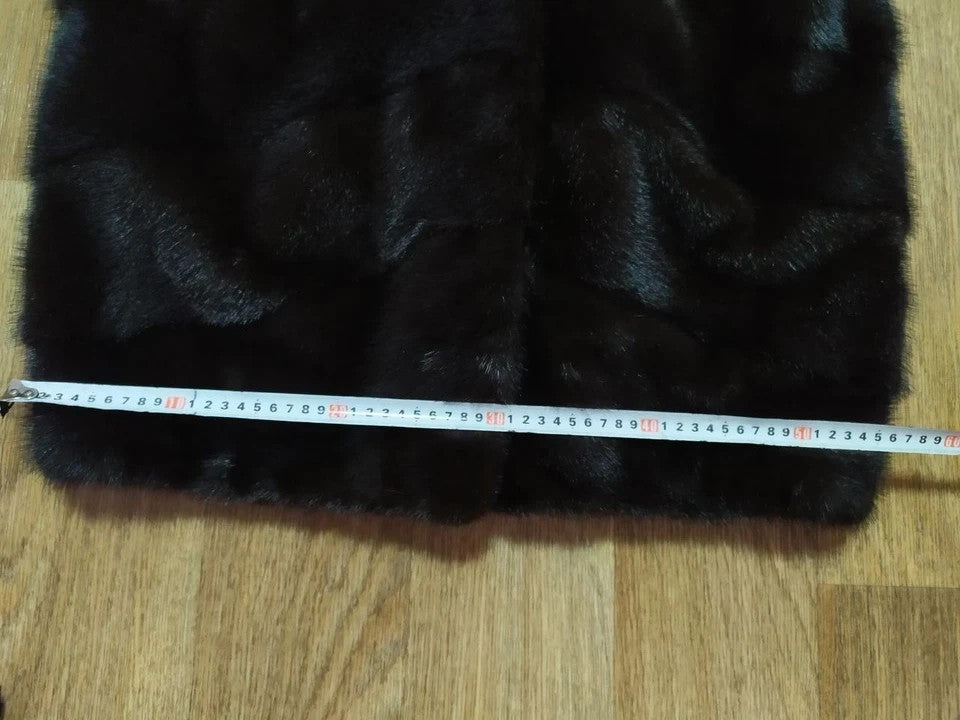 Luxury Brand SHERO Genuine Real Mink Fur Coat Jacket Black Dark Brown Size48 NEW