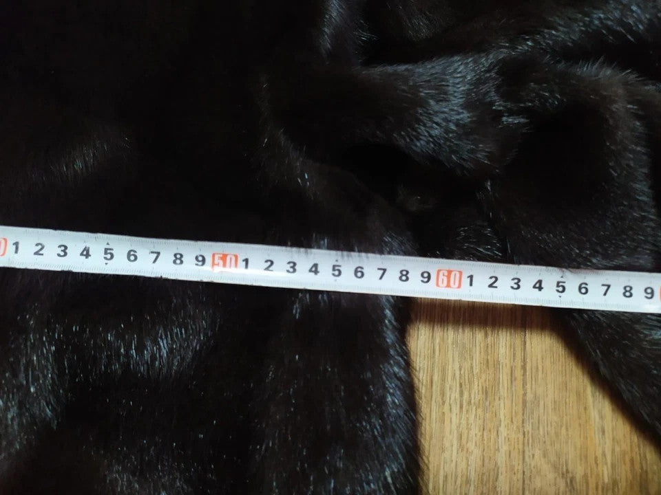 Luxury Brand SHERO Genuine Real Mink Fur Coat Jacket Black Dark Brown Size48 NEW