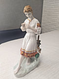 Rare Soviet Era Porcelain Statue Ukrainian Girl in Folk Costume Polonne 1960s