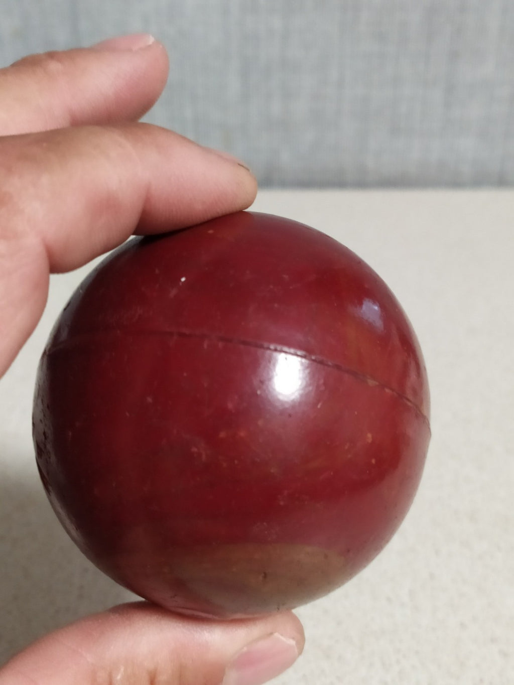 TESTED Authentic Vintage Bakelite Catalin Sphere Ball Deep Cherry Red Marbled...