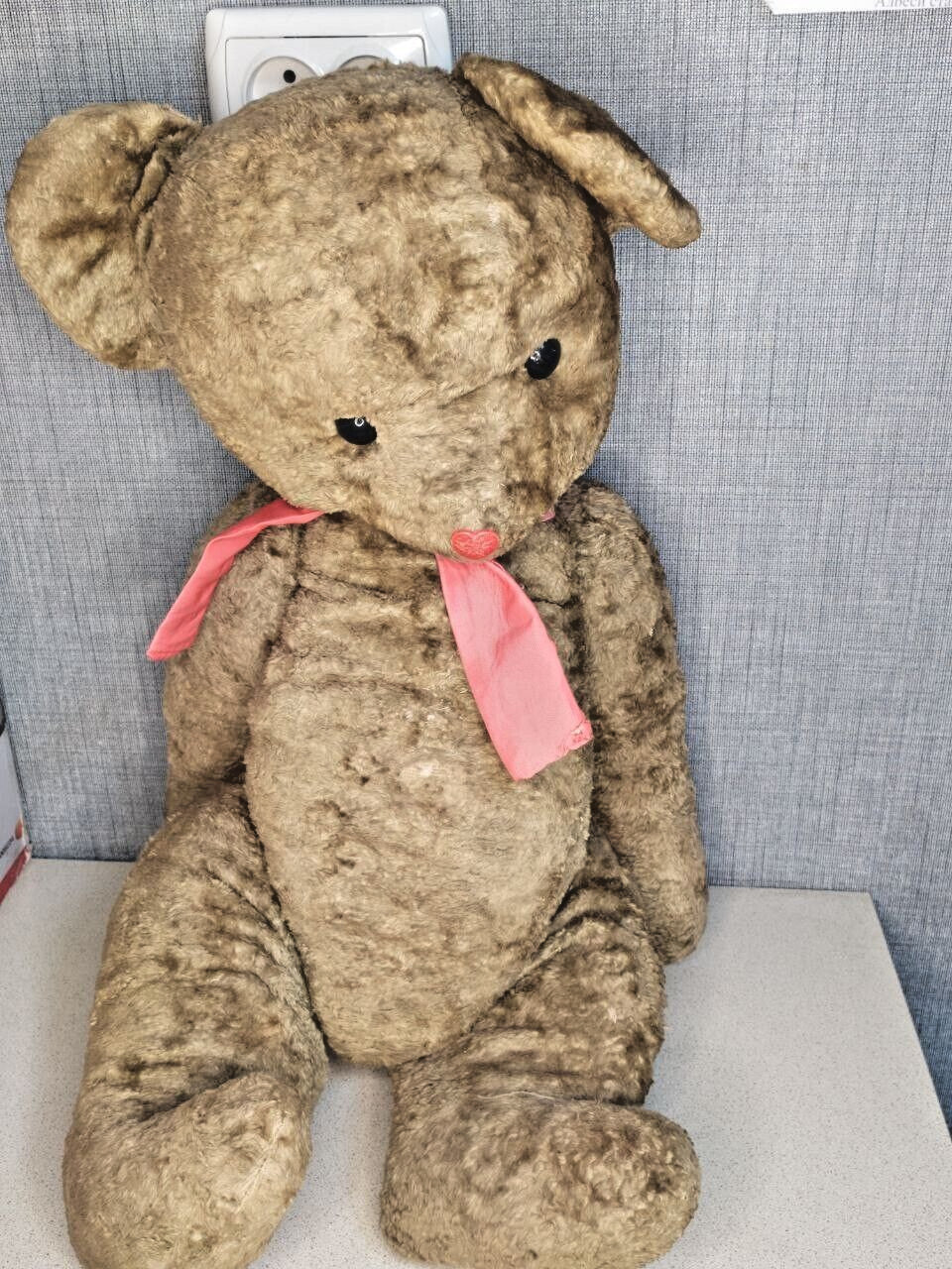Huge 28" Vintage Soviet Teddy Bear - Rare 70cm USSR Antique Plush Toy 1950s/60s