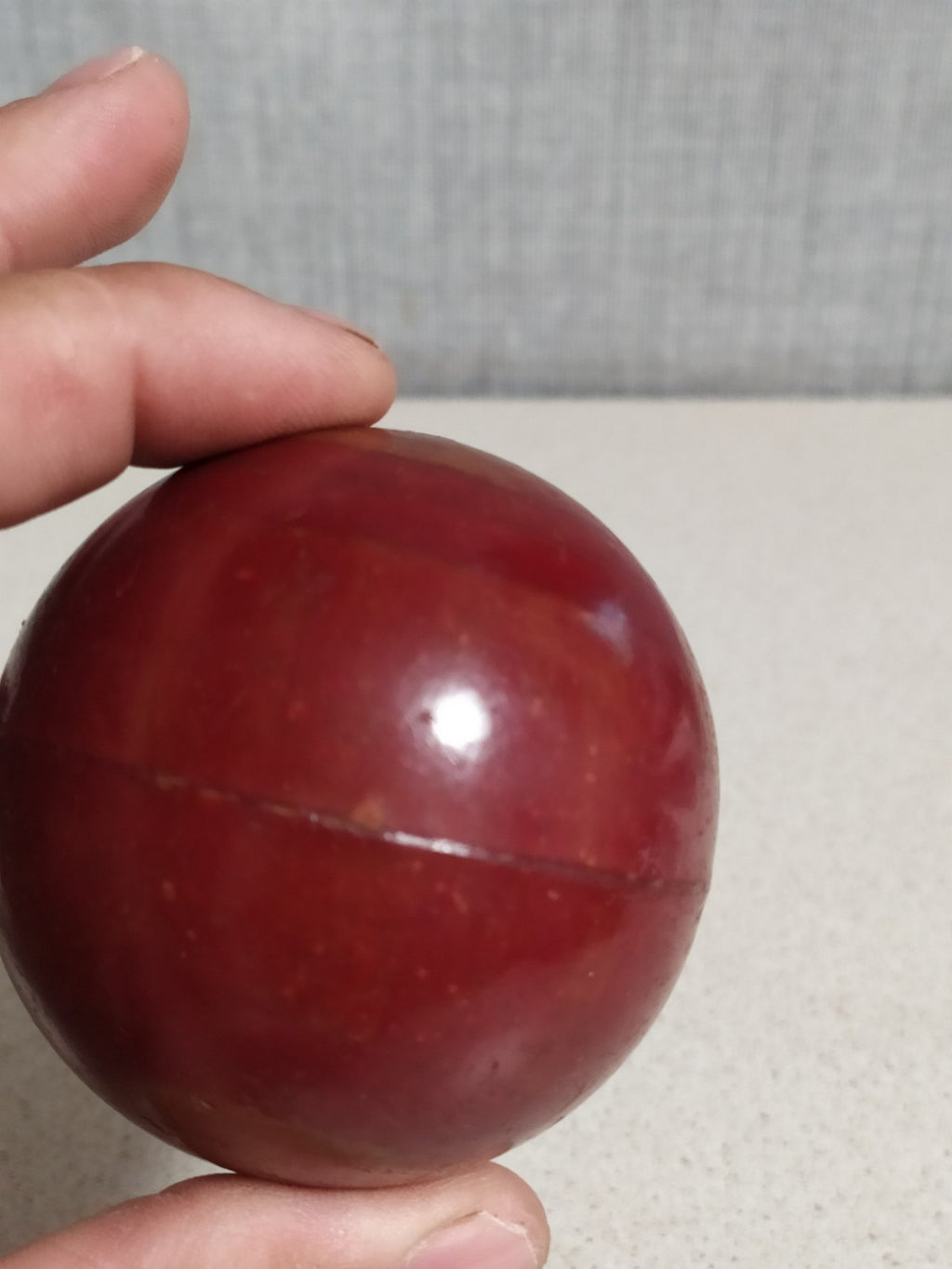 TESTED Authentic Vintage Bakelite Catalin Sphere Ball Deep Cherry Red Marbled...