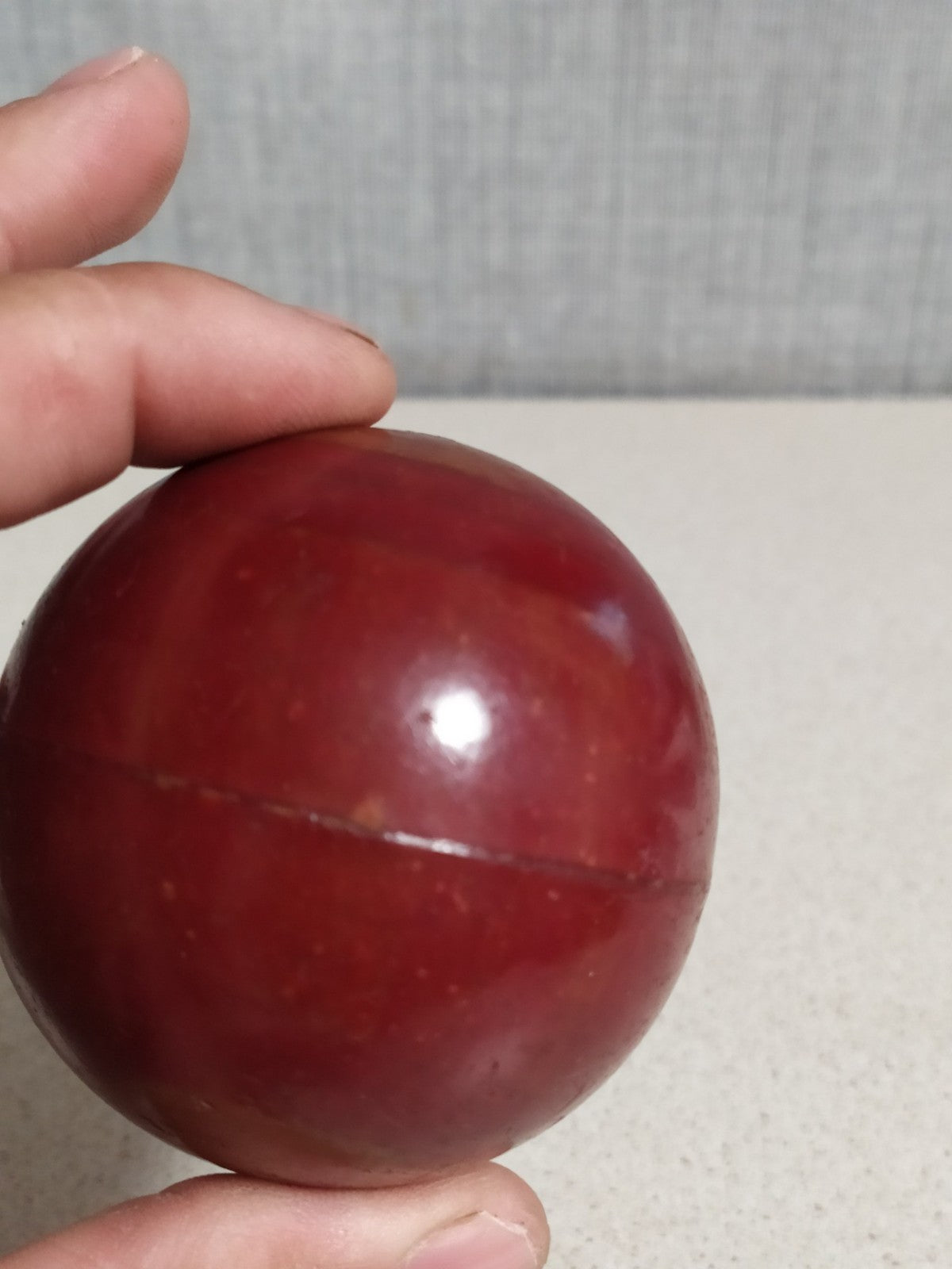 TESTED Authentic Vintage Bakelite Catalin Sphere Ball Deep Cherry Red Marbled...