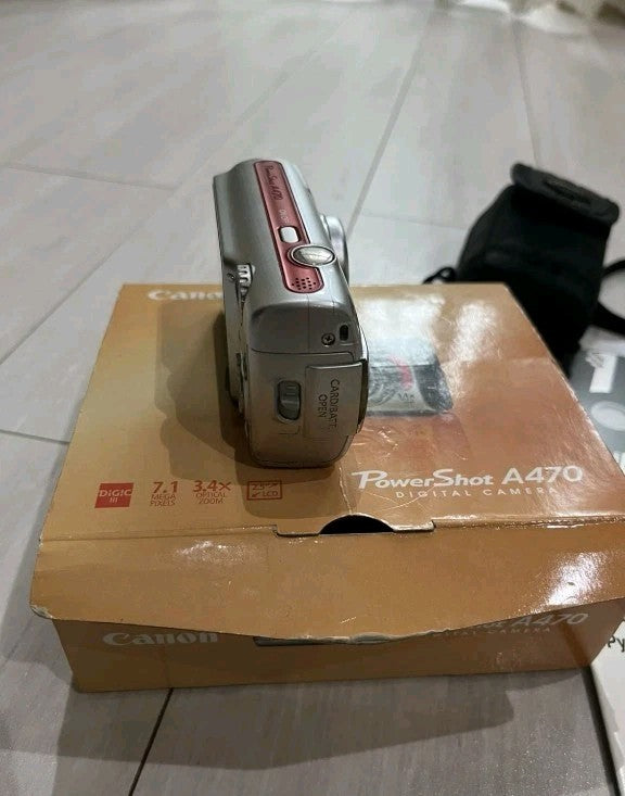 RARE Red Canon PowerShot A470 7.1MP Digital Camera - Boxed Full Set - Y2K...