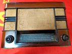 Back panel of Soviet valve radio with tube layout diagram
