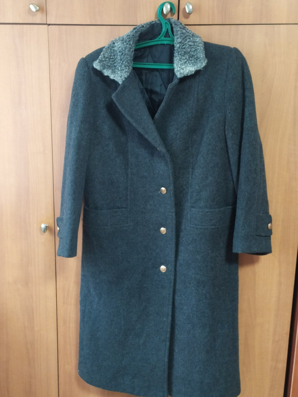 Original Ukrainian Army General Winter Coat Astrakhan Collar Wool Overcoat Size