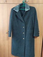 Astrakhan collar wool overcoat of a Ukrainian Army general in dark gray with gold Trident buttons