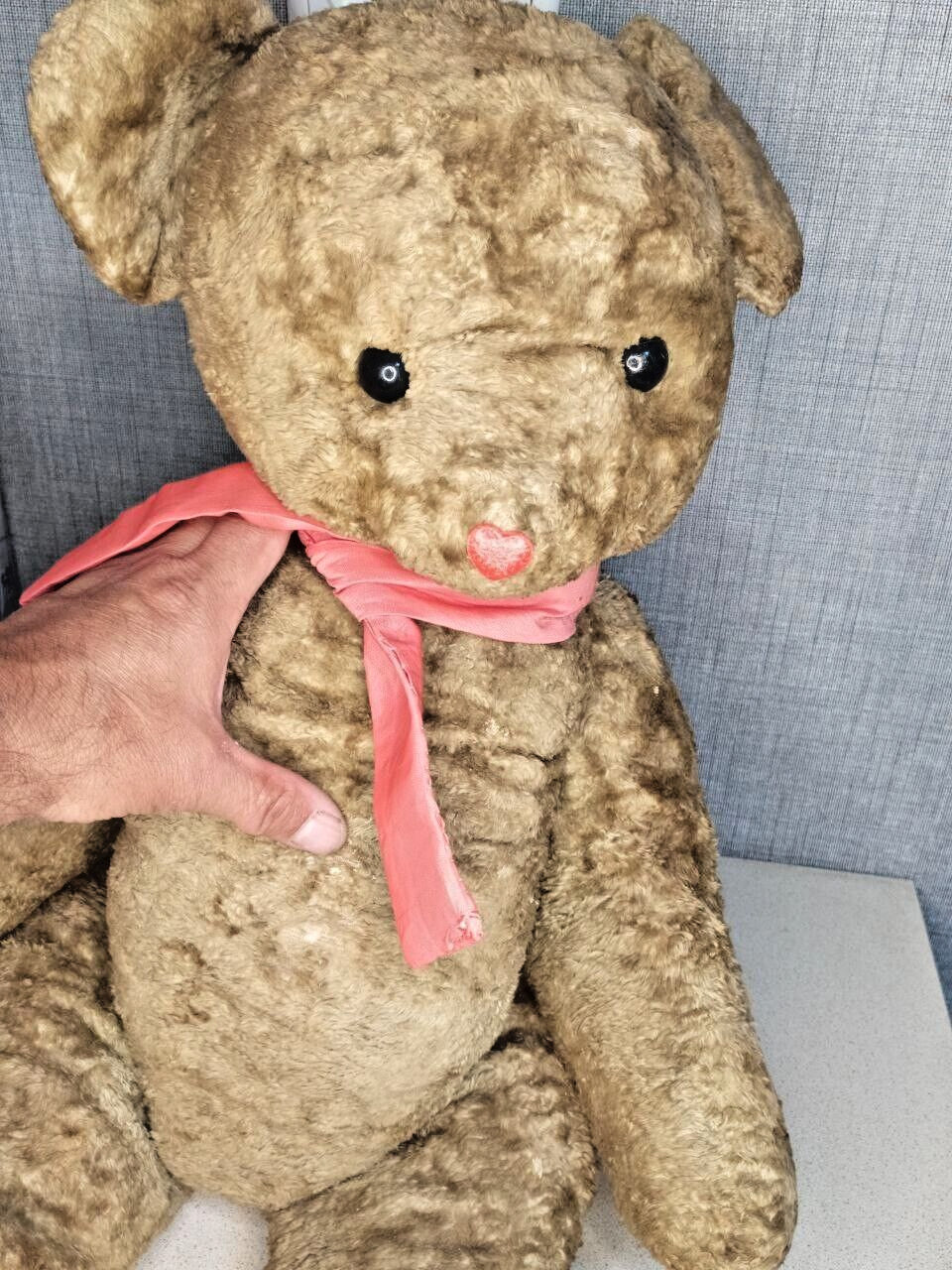 Huge 28" Vintage Soviet Teddy Bear - Rare 70cm USSR Antique Plush Toy 1950s/60s