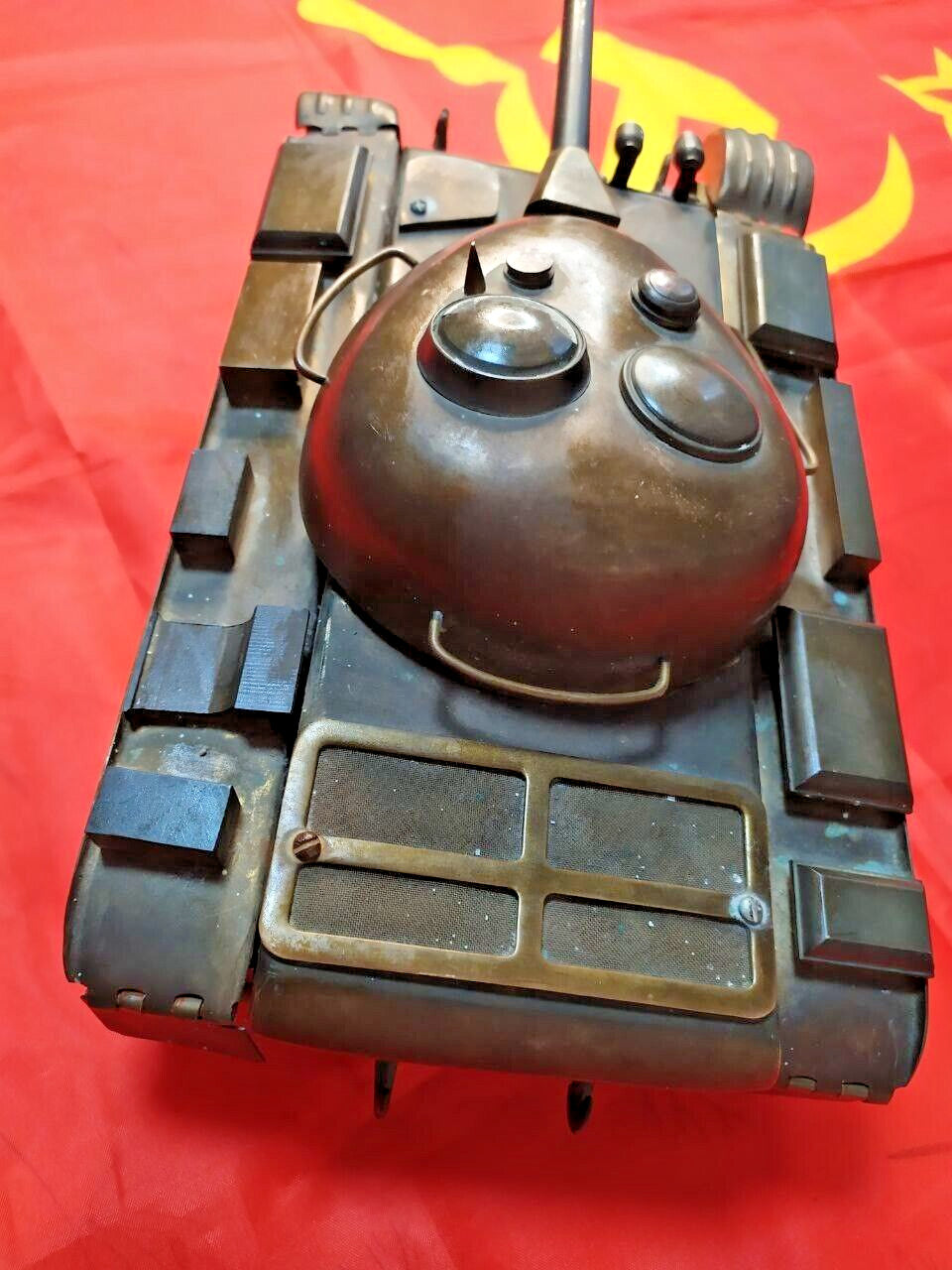 Large Vintage Brass Soviet Tank T-54 T-55 Model Handmade Trench Art USSR 4.6kg