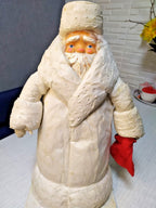 Vintage Ded Moroz cotton wool figure with hand-painted face and white beard