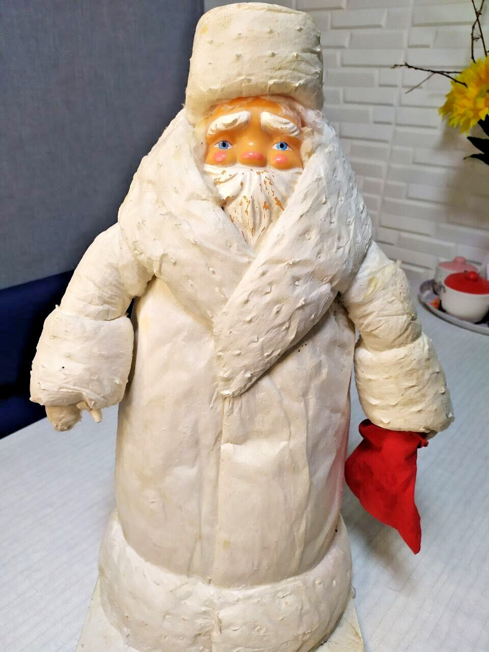 Large Antique USSR Christmas Santa Claus Ded Moroz Figurine Ukraine Soviet 53cm