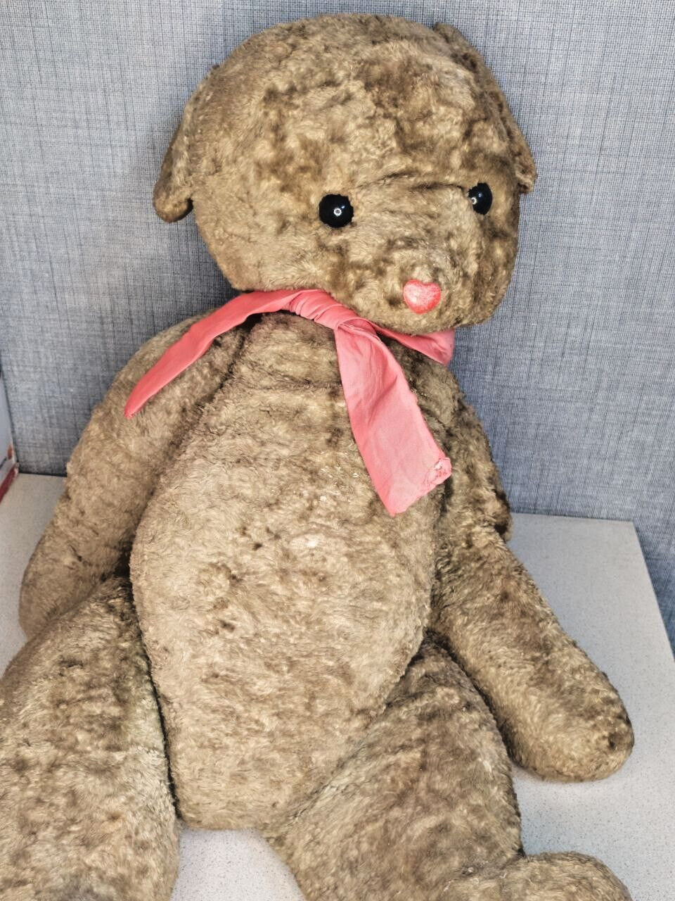 Huge 28" Vintage Soviet Teddy Bear - Rare 70cm USSR Antique Plush Toy 1950s/60s