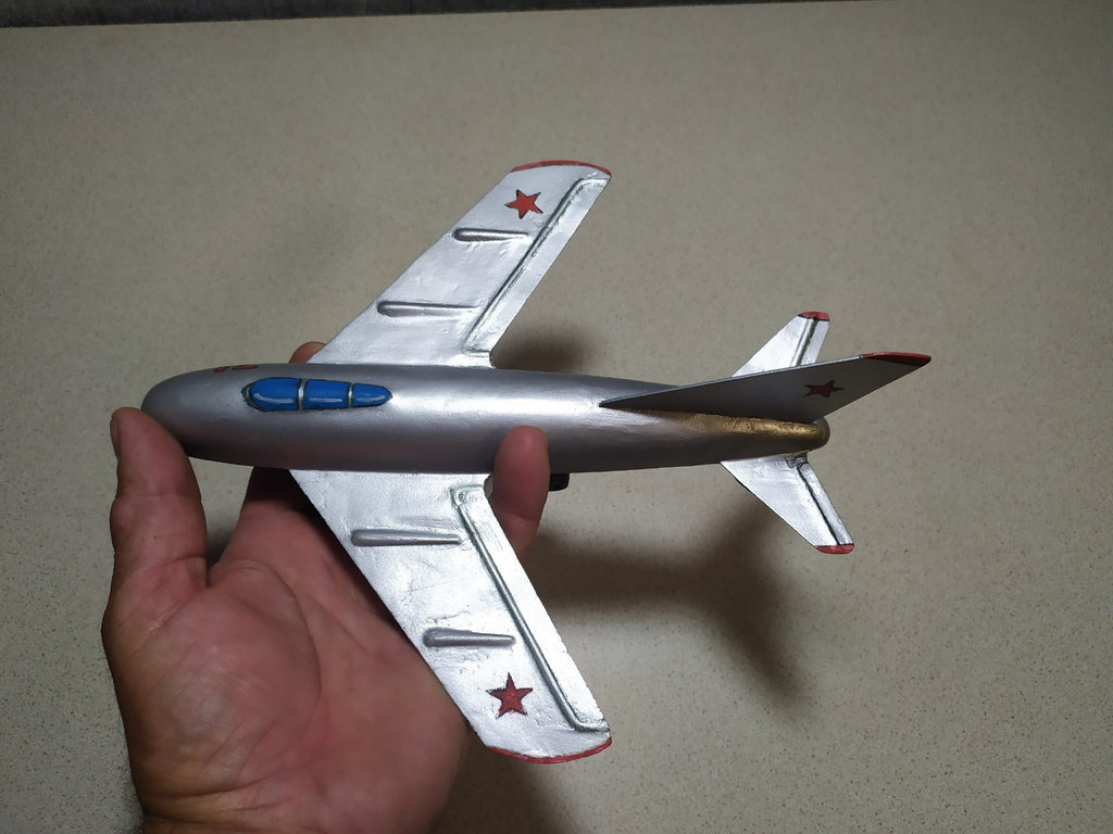 Rare Vintage Soviet Toy Metal Airplane Fighter Jet MiG-15 USSR Collectible