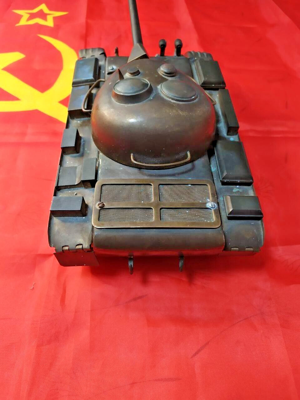 Large Vintage Brass Soviet Tank T-54 T-55 Model Handmade Trench Art USSR 4.6kg