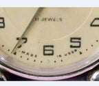 Slava 11 Jewels Made in USSR dial markings on vintage mechanical alarm clock – detail 5