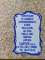 Carter S.A.S. Torino factory authenticity label on the back of the frame – detail 7