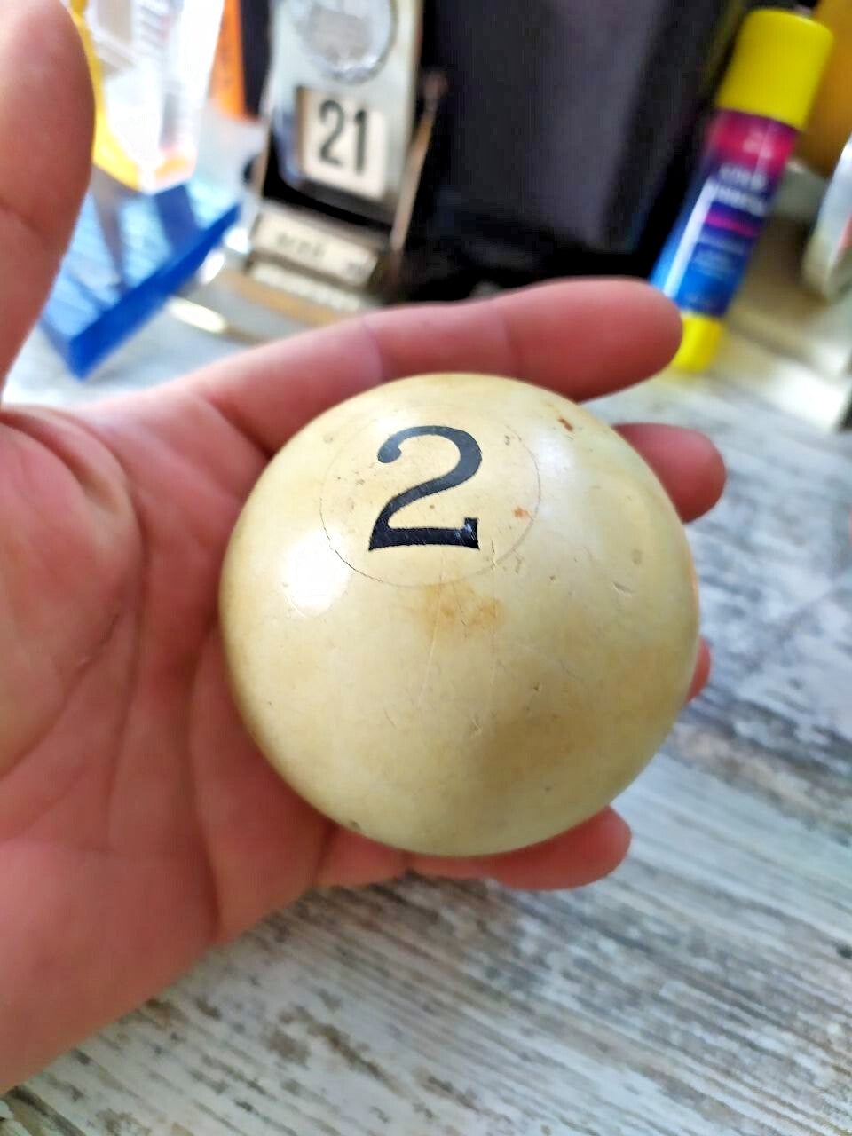 Rare Vintage USSR Billiard Ball Number 2 Soviet Russian Pyramid 67mm 366g