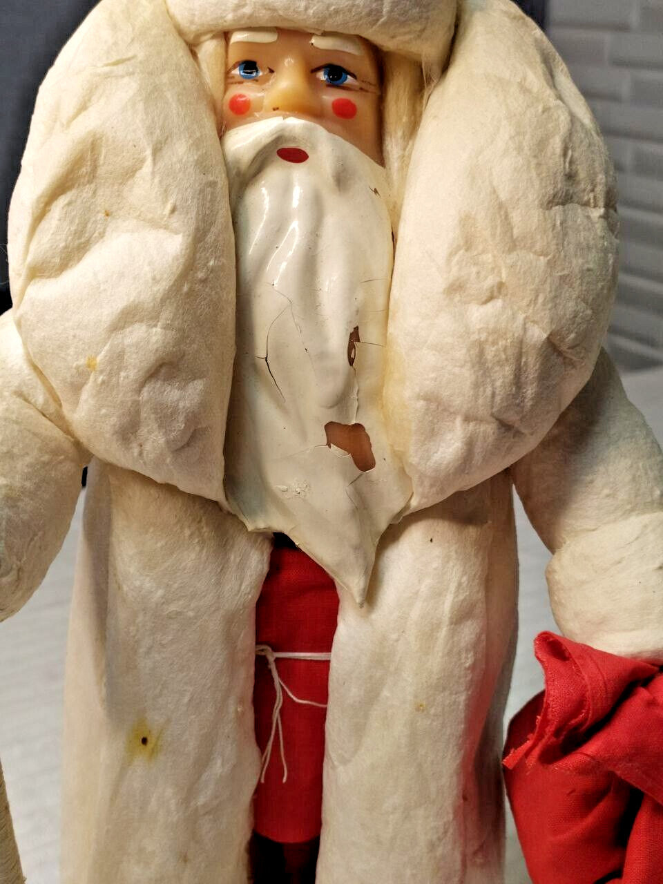 Rare USSR Christmas Toy Ded Moroz 1972 Rivne Toy Factory Ukraine Vintage Paper