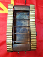 Soviet tank model in solid brass seen from the side with road wheels and fuel tanks – detail 8