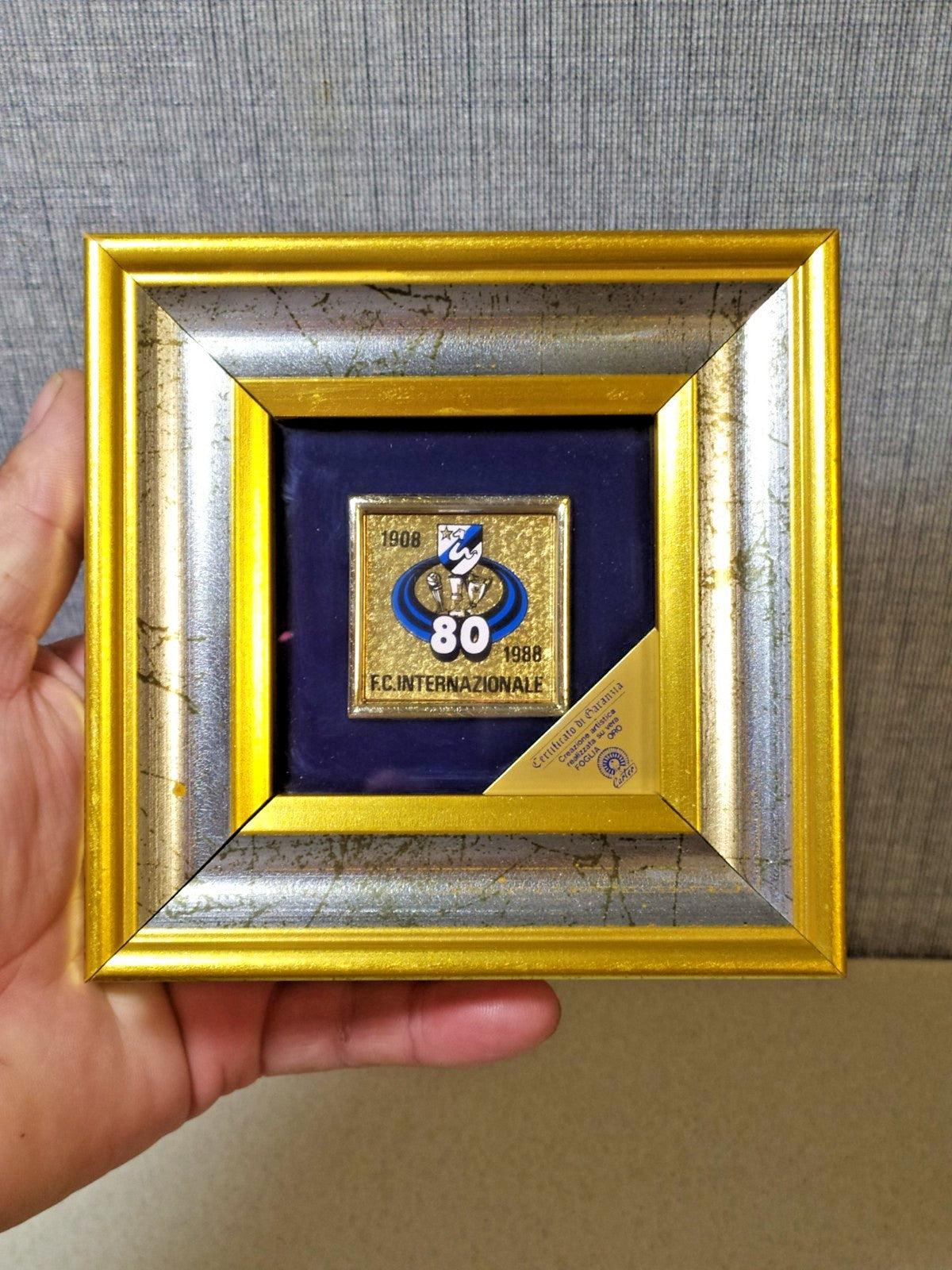 Inter Milan 1988 80th Anniversary Framed Gold Leaf Art COA Carter Italy Vintage