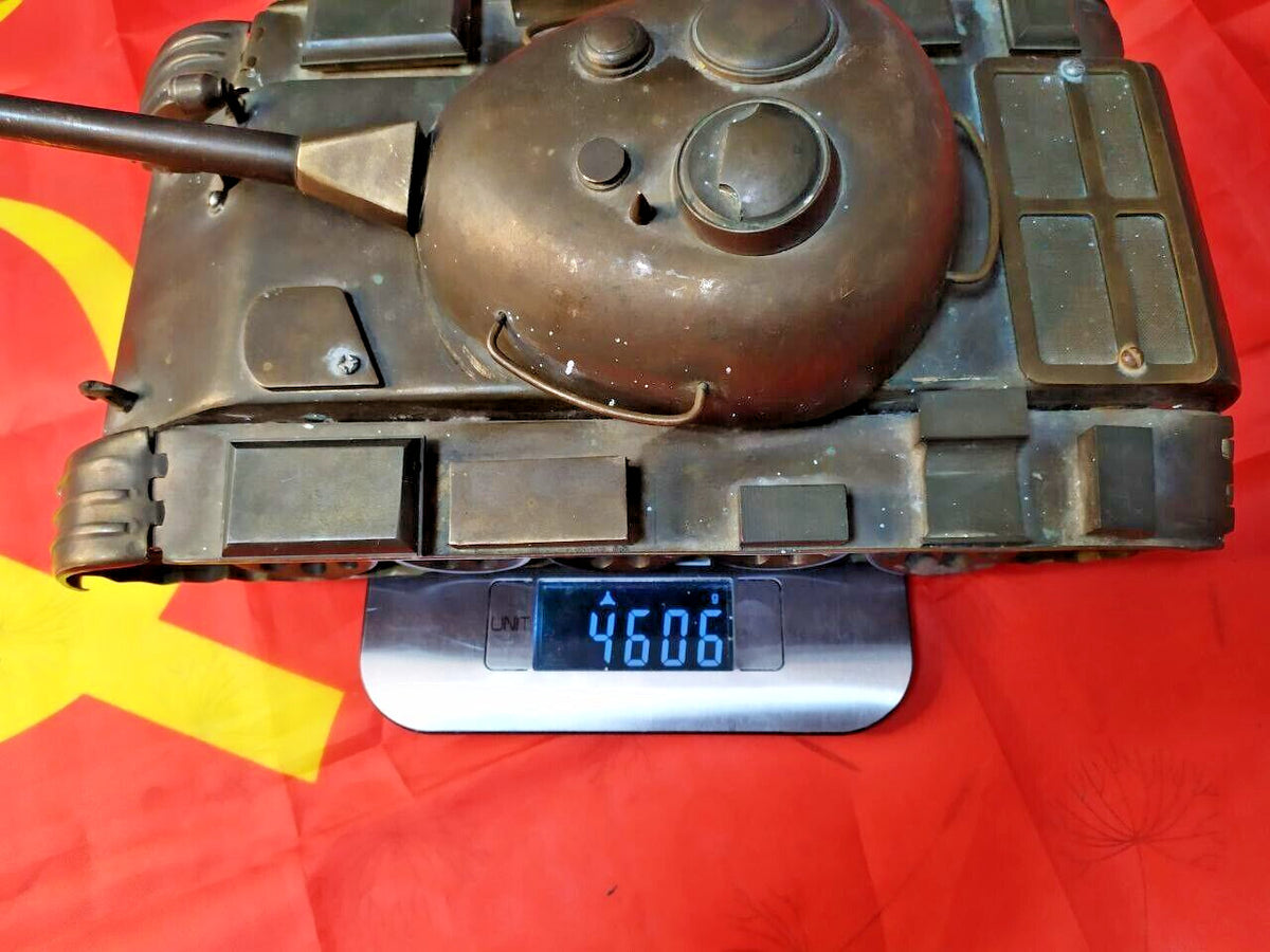 Large Vintage Brass Soviet Tank T-54 T-55 Model Handmade Trench Art USSR 4.6kg