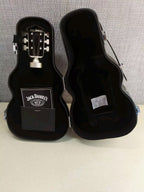 Jack Daniel's guitar case gift box in black textured faux leather with white Old No. 7 logo