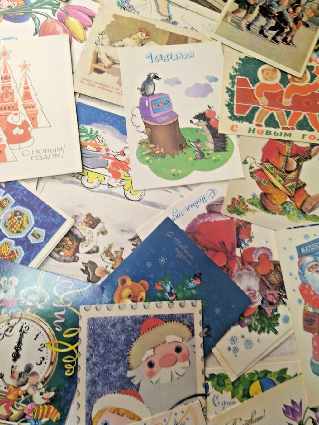 Lot of 70 Vintage Soviet Postcards 1960s-1980s USSR New Year Space Christmas Art