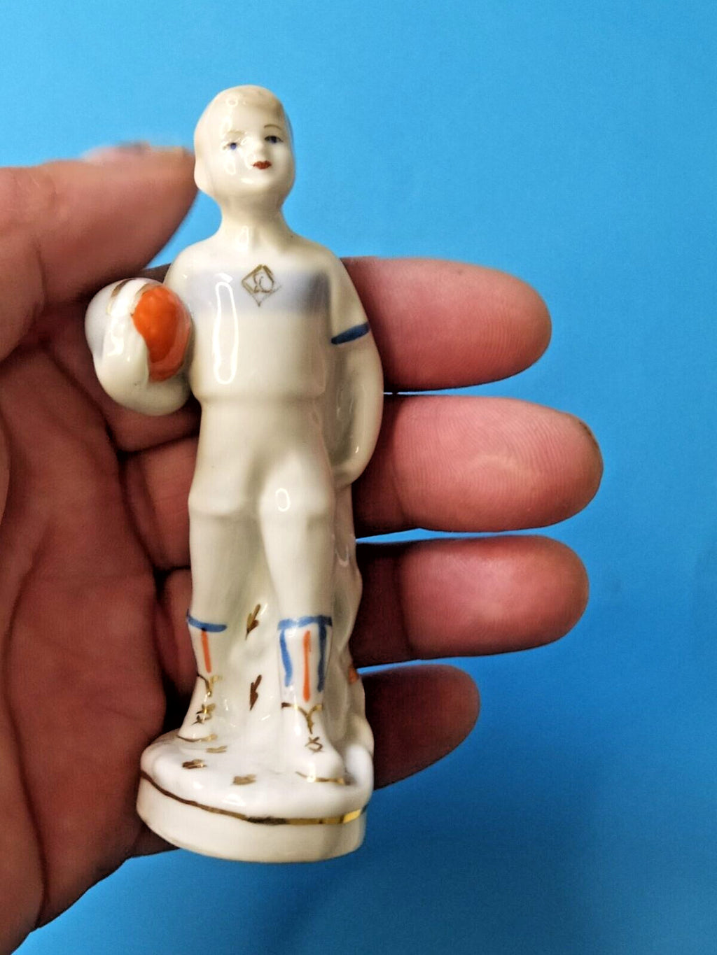 Rare Soviet Porcelain Figurine"Young Footballer"Dynamo Team Polonne ZHK 1950-60s